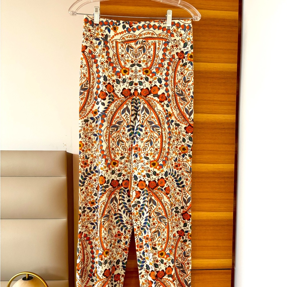 Sezane Elegant High Waisted Floral Print Women's Pants